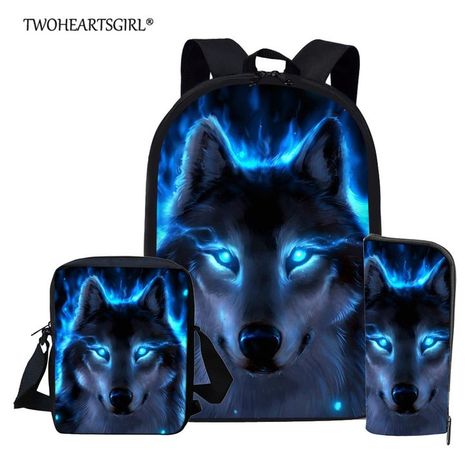 Wolf Backpack, Book Bags For Kids, Cool Wolf, Cheap School Bags, Travel Kids, School Backpack Boys, Blue Wolf, Student Book, Kids School Backpack