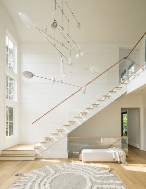 Hamptons House, Hanging Mobile, Ligne Roset, Nyc Apartment, Staircase Design, Stairs Design, Design Planning, Second Floor, Black Satin