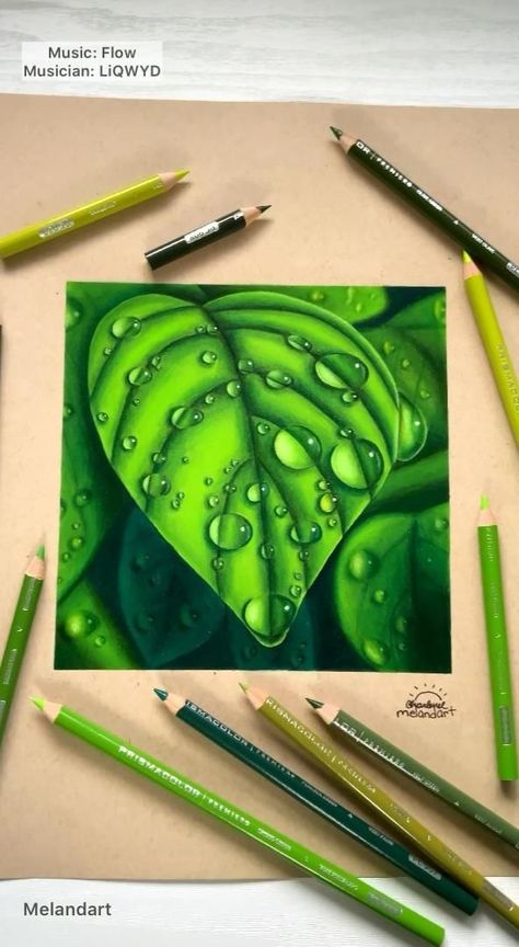 Drawing With Markers And Colored Pencils, Leaf Colored Pencil Drawing, Cool Art Drawings Colour, Pencil Colour Leaf Drawing, Colored Pencil Art Inspiration, Pencil Colour Realistic Drawing, Color Pencil Art Realistic Flowers, Realistic Colour Pencil Drawing Ideas, Strathmore Toned Tan