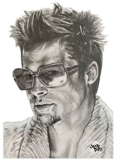 Tyler Durden Sketch, Tyler Durden Drawing, Colorful Portrait Photography, Figure Sketch, Sketch Practice, Actors Illustration, Hb Pencil, Freehand Drawing, Tyler Durden