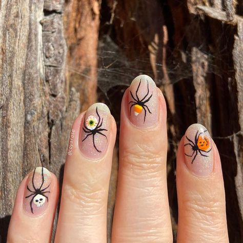 Spider Web Nails, Web Nails, Candy Corn Nails, Bat Nails, Black Halloween Nails, Halloween Nails Diy, Halloween Spiders, Holloween Nails, Halloween Nails Easy