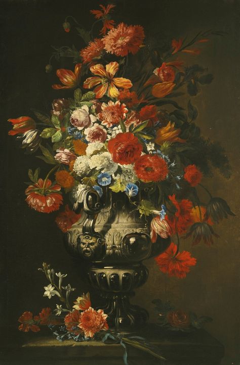 Stone Pedestal, Dutch Still Life, Old Master Paintings, Master Paintings, Victorian Flowers, Silver Vase, A4 Poster, Old Master, Vintage Artwork