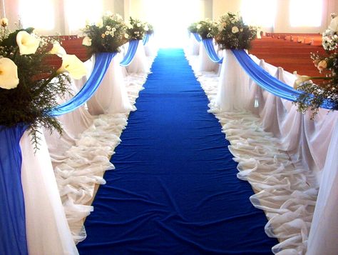 Wedding Color Ideas | ... and Turquoise, and Ruby, Oh my! Wedding Color Schemes | jonseyreviews Cobalt Blue Weddings, Wedding Church Aisle, Church Aisle, Blue Wedding Decorations, Blue And White Wedding, Church Wedding Decorations, Blue Wedding Inspiration, Beautiful Wedding Decorations, Royal Blue Wedding