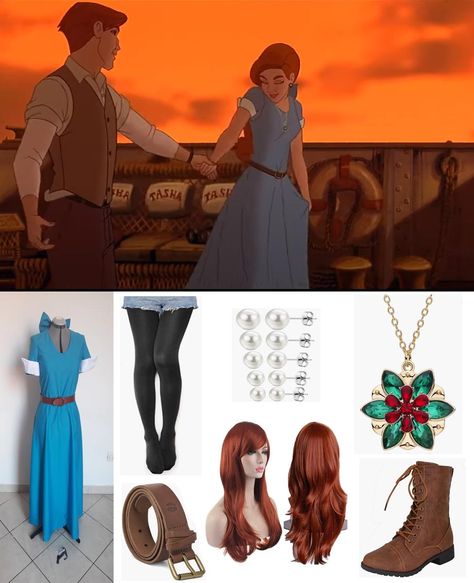 Anastasia Outfit Ideas, Anastasia Inspired Outfits, Anastasia Blue Dress, Liz Callaway, Dimitri Anastasia, Long Auburn Hair, Comic Con Outfits, Boat Dress, Anastasia Dress