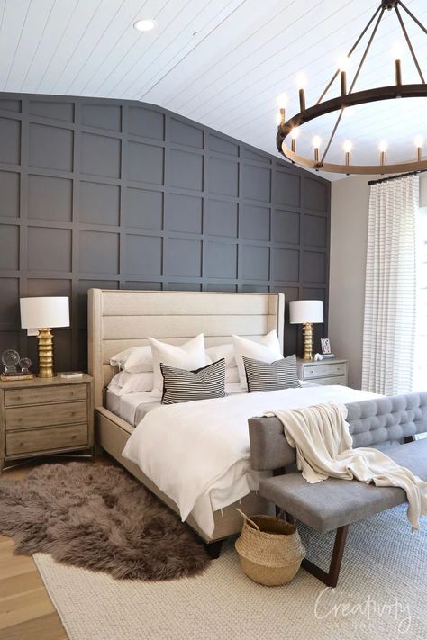 Charcoal Rooms & The Best Dark Gray Paint Colors | Kevin Francis Design Dark Gray Paint Colors, Accent Wall Paint Colors, Grey Accent Wall, Accent Wall Colors, Bedroom Decor For Couples, Lashes Mascara, Accent Wall Bedroom, Grey Paint Colors, Eyeshadow Eyeliner