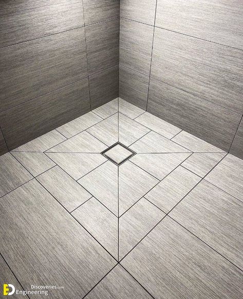 Bathroom Tile Flooring Ideas For Water Flow (Wet Room Drain) - Engineering Discoveries Bathroom Tile Flooring Ideas, Tile Flooring Ideas, Best Bathroom Flooring, Laundry Room Tile, Laundry Room Flooring, Bathroom Plans, Bathroom Shower Design, Bathroom Drain, Shower Floor Tile