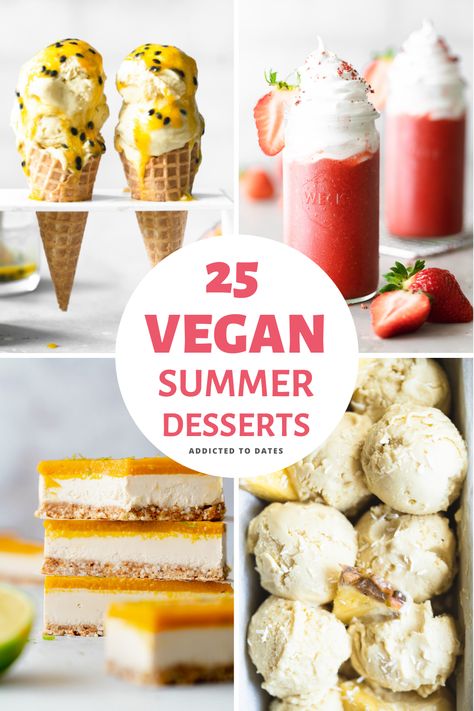 Vegan Summer Desserts, Best Vegan Desserts, Healthy Summer Desserts, Easy Vegan Dessert, Summer Dessert Recipes, Dairy Free Dessert, Vegan Ice Cream, Köstliche Desserts, Summer Dessert