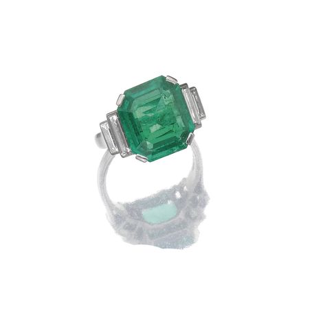 (#254) Emerald and diamond ring, Bulgari Sea House, Emerald And Diamond Ring, Printing Business, Baguette Diamond, Burmese, Diamond Ring, Platinum, Emerald, Gemstones