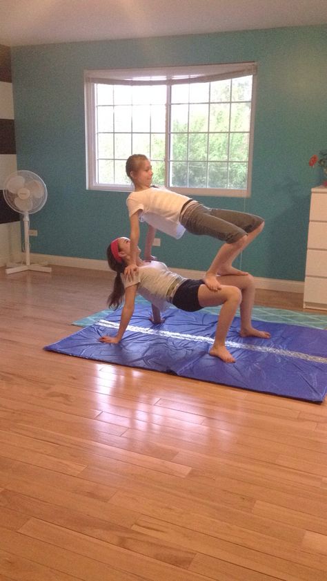 My bestfriends and I gymnastics stunt Crazy Yoga Poses For Two, Tumbling Tricks, Gymnastics Stunts, Crazy Yoga Poses, 2 Person Stunts, Besties Pictures, Yoga Poses For Two, Crazy Best Friends, Friends Picture