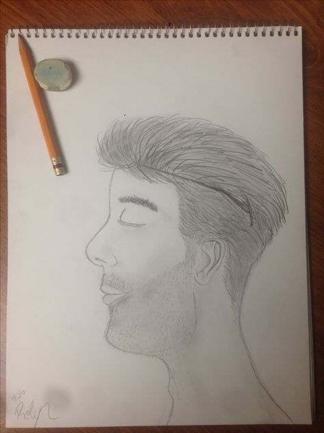 Male drawing, side view, eyes closed By Robyn Side View Eyes, Drawing Male Eyes, Close Eyes Drawing, Closed Eye Drawing, Drawing Side View, Male Drawing, Close Eyes, Drawing Quotes, Male Eyes