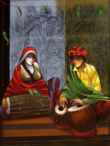 Pictorial Composition Painting, Pictorial Composition, Figure Composition, Sai Nath, Rajasthani Painting, Rajasthani Art, Composition Painting, Contemporary Folk Art, Art Deco Paintings