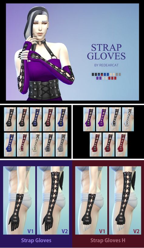 Sims 4 Hand Accessories, Sims 4 Cc Gloves, Goth Gloves, Sims 4 Cc Goth, Sims Makeup, Makeup Cc, Mesh Gloves, Arm Accessories, Sims 4 Expansions