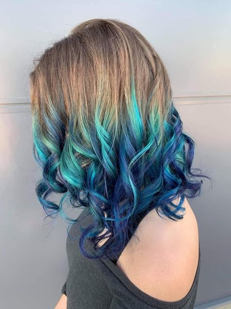 Aesthetic Surgeon, Blonde And Blue Hair, Brown Ombre Hair Color, Denim Hair, Blue Ombre Hair, Peekaboo Hair, Cute Hair Colors, Teal Hair, Beautiful Hair Color