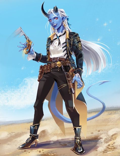 Tiefling Pirate, Tiefling Aesthetic, Dnd Artificer, Tiefling Female, Dnd Tiefling, D D Character Ideas, Female Character Concept, Dungeons And Dragons Characters, High Fantasy