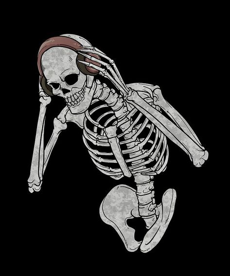 Skelton Wallpers Black, Skull Spotify Cover, Skeleton With Headphones Tattoo, Skeleton Wallpaper Laptop, Skeleton With Headphones, Skeleton Listening To Music, Music Skeleton, Skeleton Music, Skeleton Pics