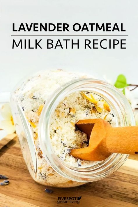 lavender oatmeal milk bath recipe Epsom Salt Bath Recipe, Oatmeal Milk Bath, Milk Bath Diy, Bath Recipes Diy, Diy Bath Soak, Milk Bath Recipe, Lavender Oatmeal, Diy Oatmeal, Bath Soak Recipe