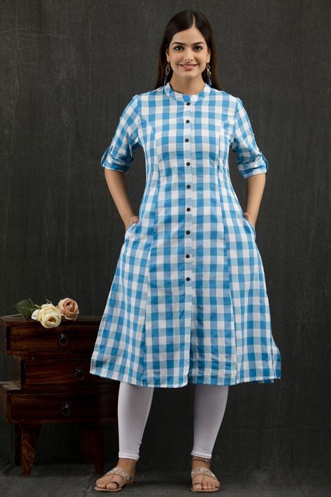 Khadi Kurti, Wedding Dress Aline, Jaipuri Kurti, Kurti Long, Full Flared Skirt, Kurti Cotton, A Line Kurti, Long Kurti, Cotton Kurti Designs