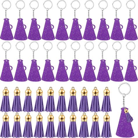 PRICES MAY VARY. What You Will Receive: the package contains 20 pieces of acrylic key chains megaphones, 20 pieces of purple tassels, 20 pieces of keychain rings and 20 pieces of jump rings, complete in combination and adequate in quantity to meet your various needs Easy to Install: our cheer key chains bulk are simple to install, they are pre drilled with holes for easy use, you just need to use pliers to clip the jump ring through the small hole to attach the blanks to the keychain, please rem Cheer Key Chains, Cheerleading Team Gifts, Acrylic Key Chains, Keychain Rings, Cheer Megaphone, Cheerleading Team, Grad Gifts, Team Gifts, Key Chains