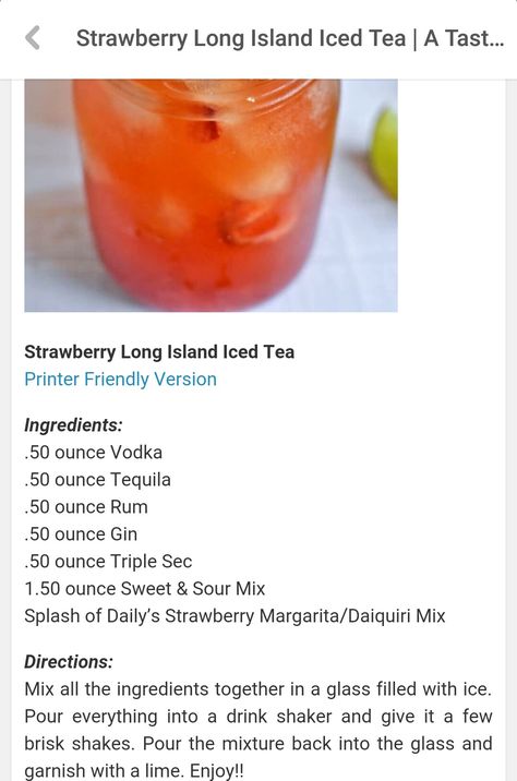 Strawberry Long Island Iced Tea, Flavored Long Island Iced Tea, Cherry Long Island Iced Tea Recipe, Peach Long Island Iced Tea, Hypnotic Liquor, Strawberry Long Island, Long Island Iced Tea Recipe, Xmas Drinks, Iced Tea Cocktails