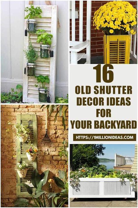 Old Shutter Ideas For Outside, Shutter Planter Ideas, Using Old Shutters In The Garden, Shutter Garden Ideas, Old Shutter Ideas, Shutter Decor Ideas, Old Shutters Decor, Shutters Decor, Outside Shutters