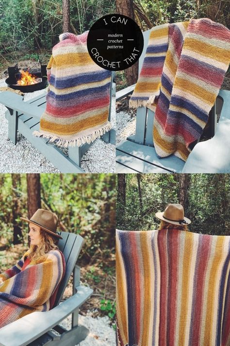 Crochet Blanket With Tassels, Tuscan Stitch Crochet Blanket, Tunisian Crochet Lap Blanket, Crochet Camping Blanket, Mandala Yarn Crochet Patterns Blanket, Self Striping Yarn Crochet Blanket, Tunisian Crochet Sweater Pattern, Self Striping Yarn Patterns Crochet, Tunisian Crochet Blanket Pattern Free