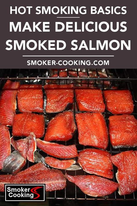 Learn the basics of the hot smoking technique, used to create delicious smoked salmon. Even though it's called hotsmoking, the temperature is lower than when smoking other types of meat. #smokedsalmon #salmonrecipes #salmon #smokerrecipes #smokercooking #smokecooker Smoked Salmon Brine, Smoked Fish Recipe, Smoked Salmon Recipes, Smoker Cooking, Pellet Grill Recipes, Traeger Recipes, Smoked Meat Recipes, Smoked Cooking, Smoked Fish