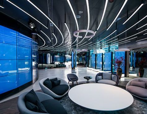 Futuristic Office Interior, Creative Space Design, Futuristic Office Design, Concept Portfolio, High Tech Interior, Futuristic Office, Space Concept, Sleek Office, Office Design Ideas