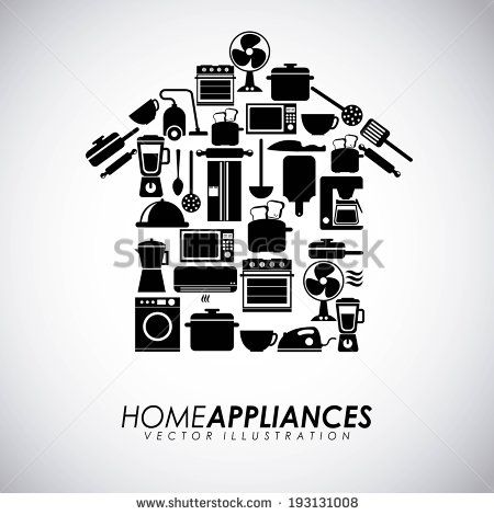 Appliances design over gray background, vector illustration - stock vector Home Appliances Logo Design, Home Appliances Advertising, Kitchen Appliances Logo, Home Appliances Design, Appliances Logo Design, Auto Shop Logo, Appliance Logo, Kitchen Vector, Text Photoshop