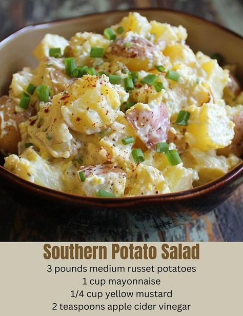 Texas Potato Salad, Russet Potato Salad Recipe, Potato Salad Southern, Sweet Corn Pudding, Creamy Corn Casserole, Potatoe Salad, Southern Potato Salad, Potato Salads, Seafood Bisque