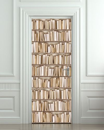 Door STICKER books ivory library cabinet strapper box mural decole film self-adhesive poster 30x79"(77x200 cm) / · Pulaton · Online Store Powered by Storenvy Book Door, Deur Sticker, Library Cabinet, Door Wallpaper, Door Poster, Sticker Books, Book Cabinet, Door Sticker, Door Murals