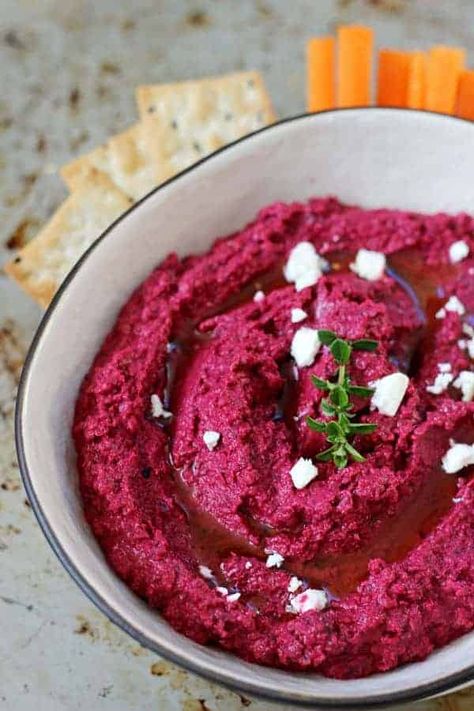 Beetroot Hummus Goat Cheese Hummus, Beet Dishes, Dishes Recipe, Goat Cheese Dip, Beet And Goat Cheese, Healthy Afternoon Snacks, Beet Hummus, Pickled Beets, Roasted Beets