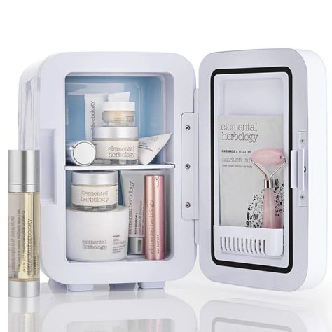 Makeup Skincare Fridge The For Your Official Website Skincare Routine And Products, Cold Face Mask, Beauty Fridge, Cool Storage, Skincare Fridge, Cold Face, Facial Tools, Hyaluronic Acid Moisturizer, Beer Fridge