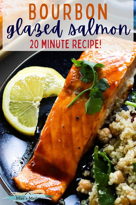 Salmon Recipes Brown Sugar, Bourbon Salmon, Bourbon Glazed Salmon, Brown Sugar Salmon, Oven Salmon, Quick Salmon, Salmon Glaze Recipes, Sauce For Salmon, Bourbon Glaze