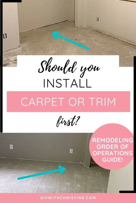 Install Carpet Diy, Replacing Carpet, Install Carpet, How To Install Baseboards, Carpet Diy, Home Depot Carpet, Window Casing, Shoe Molding, Carpet Squares