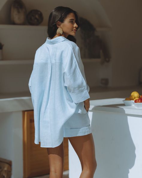 CHIC LE FRIQUE | Back In Stock Elliana Linen Set - Baby Blue Shop Now www.chiclefrique.com | Instagram Summer Linen, Linen Set, Classic Chic, Back In Stock, Suit Fashion, Spring Collection, Fashion Classy, Baby Sets, African Print