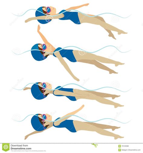 Swimming Backstroke, Training Illustration, Backstroke Swimming, Woman Swimming, Female Swimmers, Swimming Women, Swimming Tips, Swim Training, Different Poses