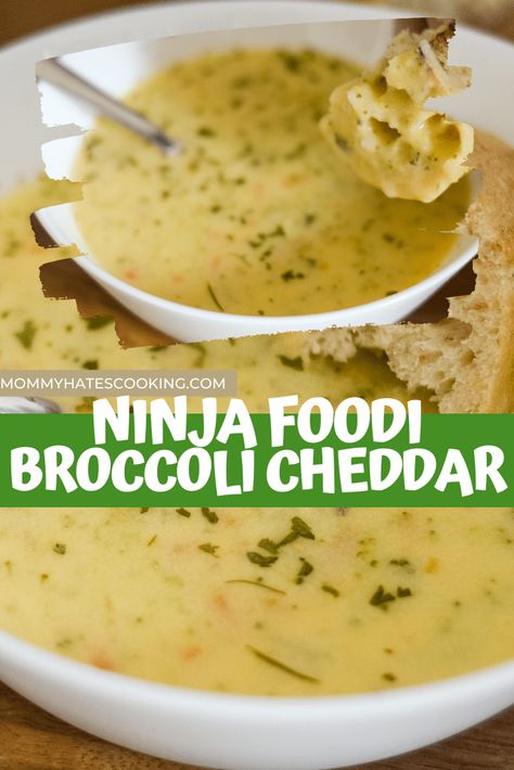 Ninja Foodi Broccoli, Gluten Free Baguette, Ninja Cooking System Recipes, Broccoli Soup, Best Gluten Free Recipes, Broccoli Cheddar Soup, Cheddar Soup, Broccoli Cheddar, Gluten Free Recipes Easy