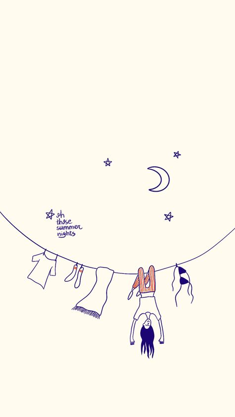 Illustration minimalism summer night Night Illustration, Wallpaper Summer, Illustration Wallpaper, Summer Night, Summer Nights, Sketch Book, Wallpapers