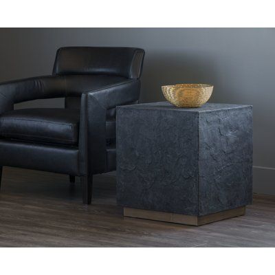 Orren Ellis Pipkin End Table Color: Black Concrete End Table, Black Side Table, Wood Arm Chair, Living Room End Tables, Side And End Tables, Modern Side Table, End Tables With Storage, Brushed Brass, Touch Of Modern