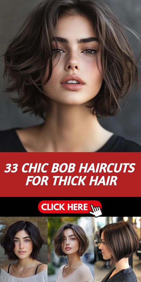 Transform your thick locks with 33 gorgeous bob haircut ideas that celebrate your natural volume. These expertly crafted styles manage density while adding movement and texture to your tresses. Explore a variety of options, from graduated bobs to blunt cuts, and find the perfect bob to enhance your features and simplify your routine. Haircut Options, Thick Hair Bob Haircut, Pixie Bobs, Bob Haircuts For Thick Hair, Textured Pixie, Cute Bob Hairstyles, Chic Bob, Bob Haircut Ideas, Haircuts For Thick Hair