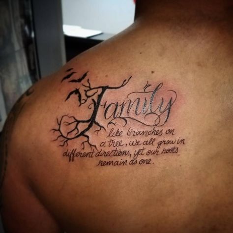 Fierce Word Tattoo, Family Men Tattoo Ideas, Meaningful Men Tattoo Ideas, Best Tattoos For Men Ideas, Men Tattoo Quotes, Good Family Tattoo, Good First Tattoos, Tattoos Family, 40 Tattoo