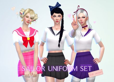 Manueapinny: Sailor uniform • Sims 4 Downloads Sailor Top, Sailor Uniform, Cold Shoulder Crop Top, Sims 4 Cc Skin, Casas The Sims 4, Fall Dress Outfit, Autumn Dress, Sims 4 Cc, Maxis Match