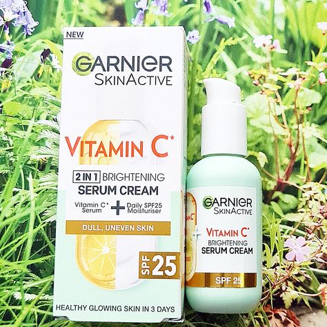 Garnier SkinActive Vitamin C 2in1 Brightening Serum Cream Vitamin C Sunscreen, Garnier Serum Cream, Garnier Vitamin C Serum, Essential Oils Properties, Garnier Skin Care, Garnier Skinactive, Firming Lotion, Skin Facial, Garnier Skin Active