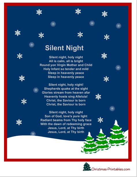 free printable silent night christmas carol lyrics Christmas Caroling Party, Caroling Party, Christmas Journals, Christmas Carols Lyrics, School Traditions, Christmas Carols Songs, Xmas Carols, Holiday Reading, Popular Christmas Songs