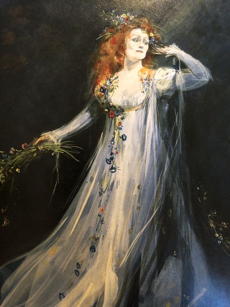 Costume design for Ophelie in Hamlet. Joan Sutherland, A Night At The Opera, Theatre Design, Theatre Costumes, Pre Raphaelite, Music Theater, Ballet Costumes, Fairytale Art, Opera Singers