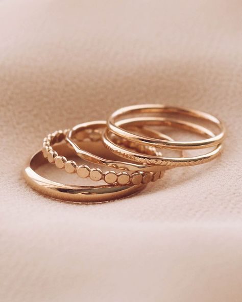 Stacking Rings Gold, Dainty Rings, Layered Rings, Dainty Gold Rings, Rings Collection, Stacking Ring Set, Casual Jewelry, Jewels Rings, Golden Ring