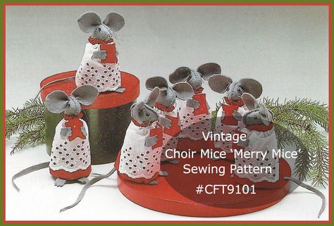 Grey Mouse Sewing Pattern Christams Choir Mice Sewing Pattern | Etsy Mouse Sewing Pattern, So Cute Images, Mouse Sewing, Mouse Craft, Grey Mouse, Room Box Miniatures, Mice Mouse, Pig Doll, Christmas Mice