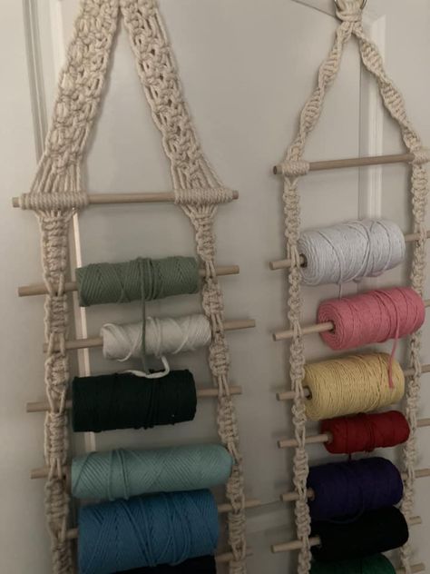 Cord Storage Organize Macrame Supplies, Paracord Organization Ideas, Macrame Cord Organization, Macrame Cord Storage Ideas, Macrame Cord Storage, Macrame Storage Ideas, Macrame Organizer, Macrame Storage, Functional Crafts