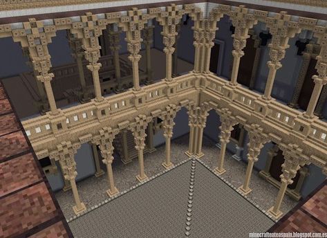 Minecraft Cathedral Interiors, Minecraft Chateau, Gothic Minecraft Builds, Minecraft Ceiling Design, Minecraft Archway, Minecraft Library Ideas, Minecraft Palace, Minecraft Temple, Minecraft Library