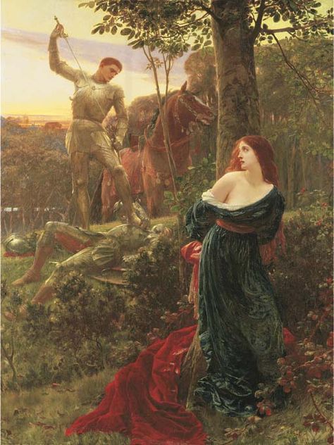 chivalric painting | British Paintings: (Sir) Francis Bernard Dicksee - Chivalry Frank Dicksee, Pre Raphaelite Paintings, Pre Raphaelite Brotherhood, Roi Arthur, Pre Raphaelite Art, Istoria Artei, John William Waterhouse, Art Ancien, Knight In Shining Armor